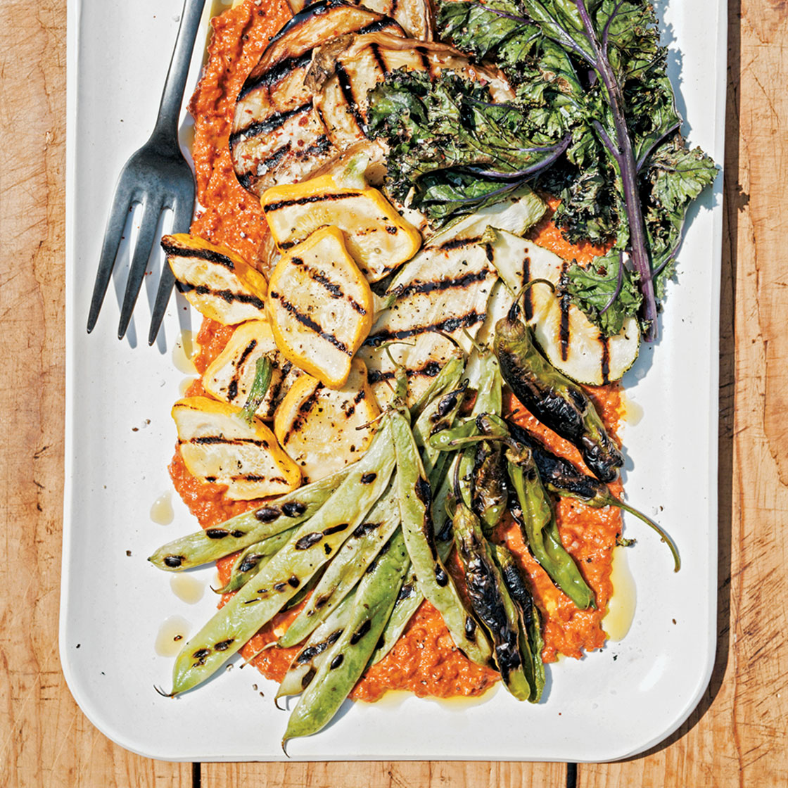 Grilled Summer Vegetables with Romesco Sauce