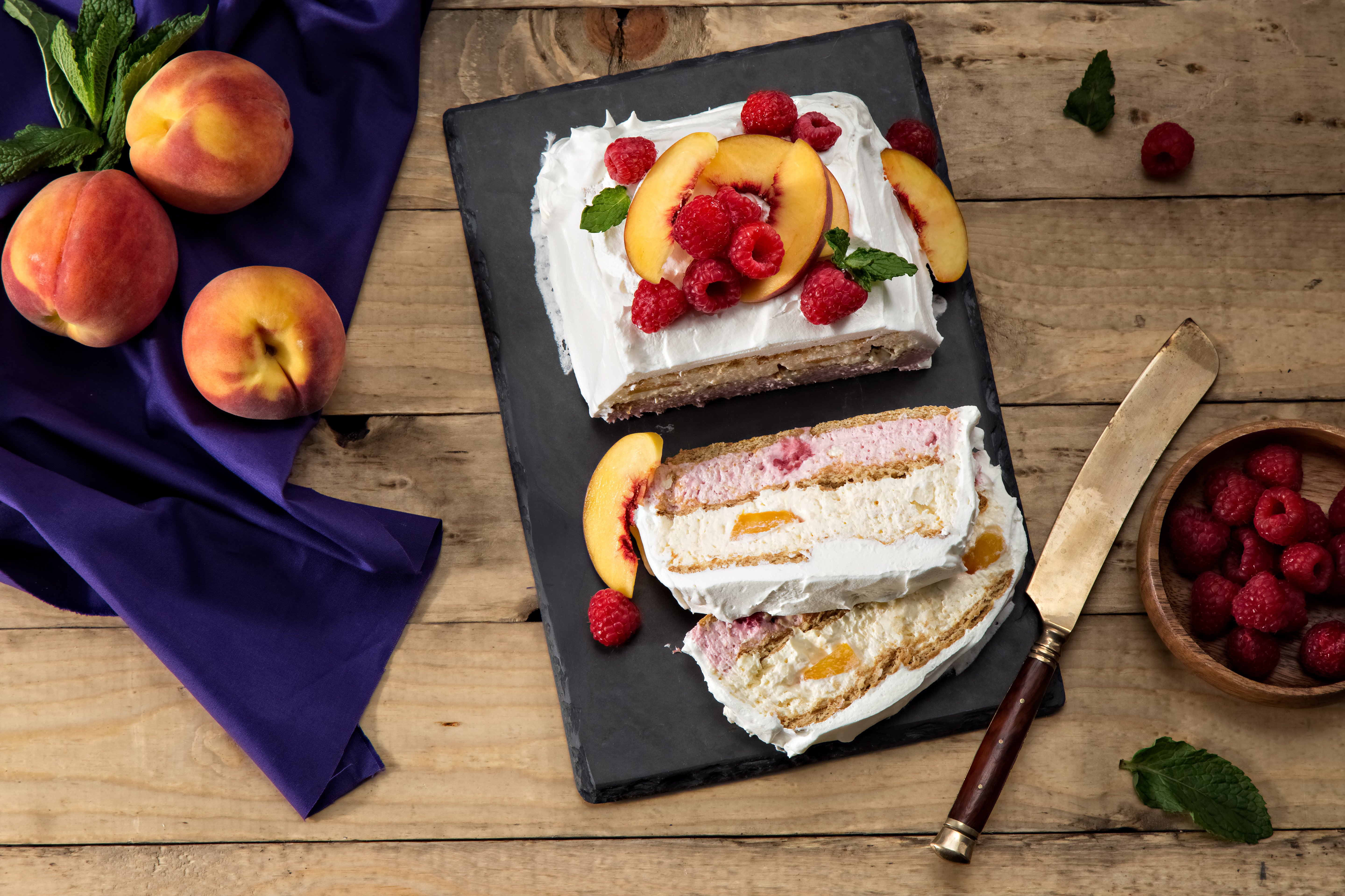 Raspberry-Peach Icebox Cake