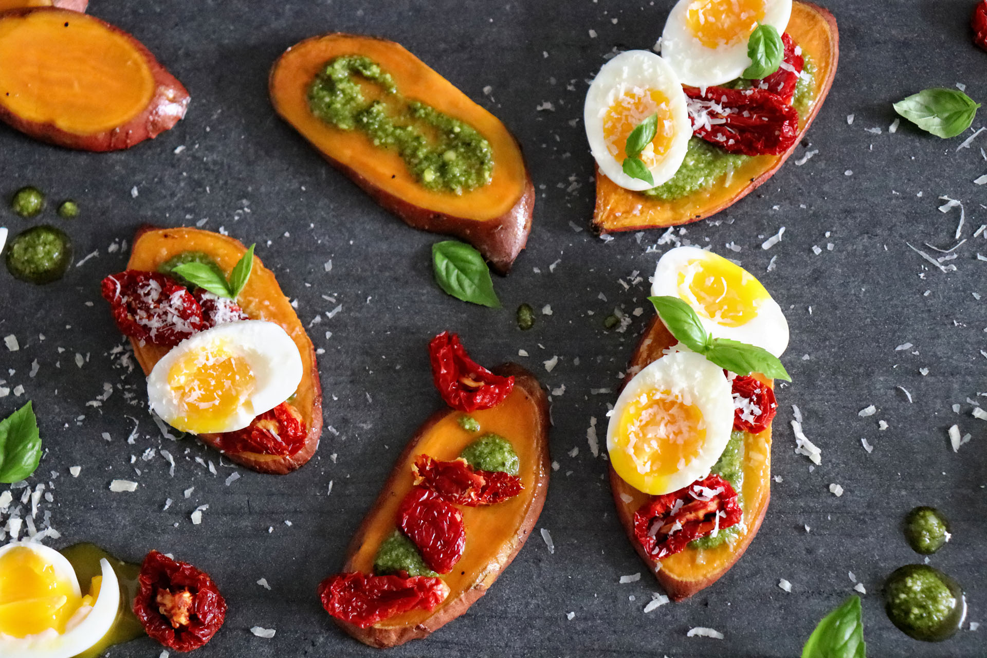 Pesto-Parmesan Sweet Potato Toast