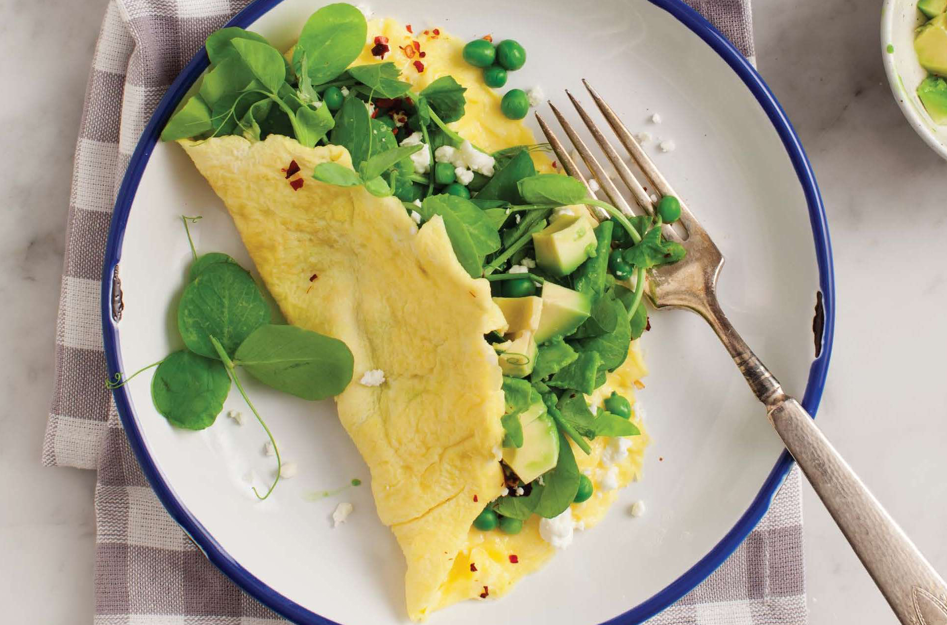 Feta and Pea Tendril Omelette