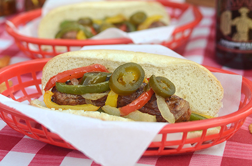 Grilled Italian Sausage Sandwiches with Skillet Peppers