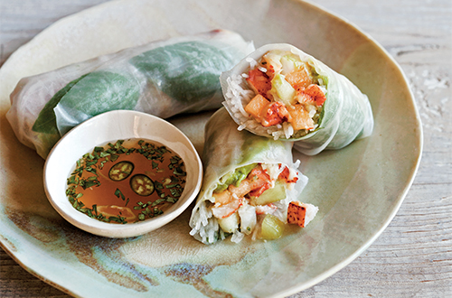 Lobster and Melon Summer Rolls with Nuóc Châm Dipping Sauce