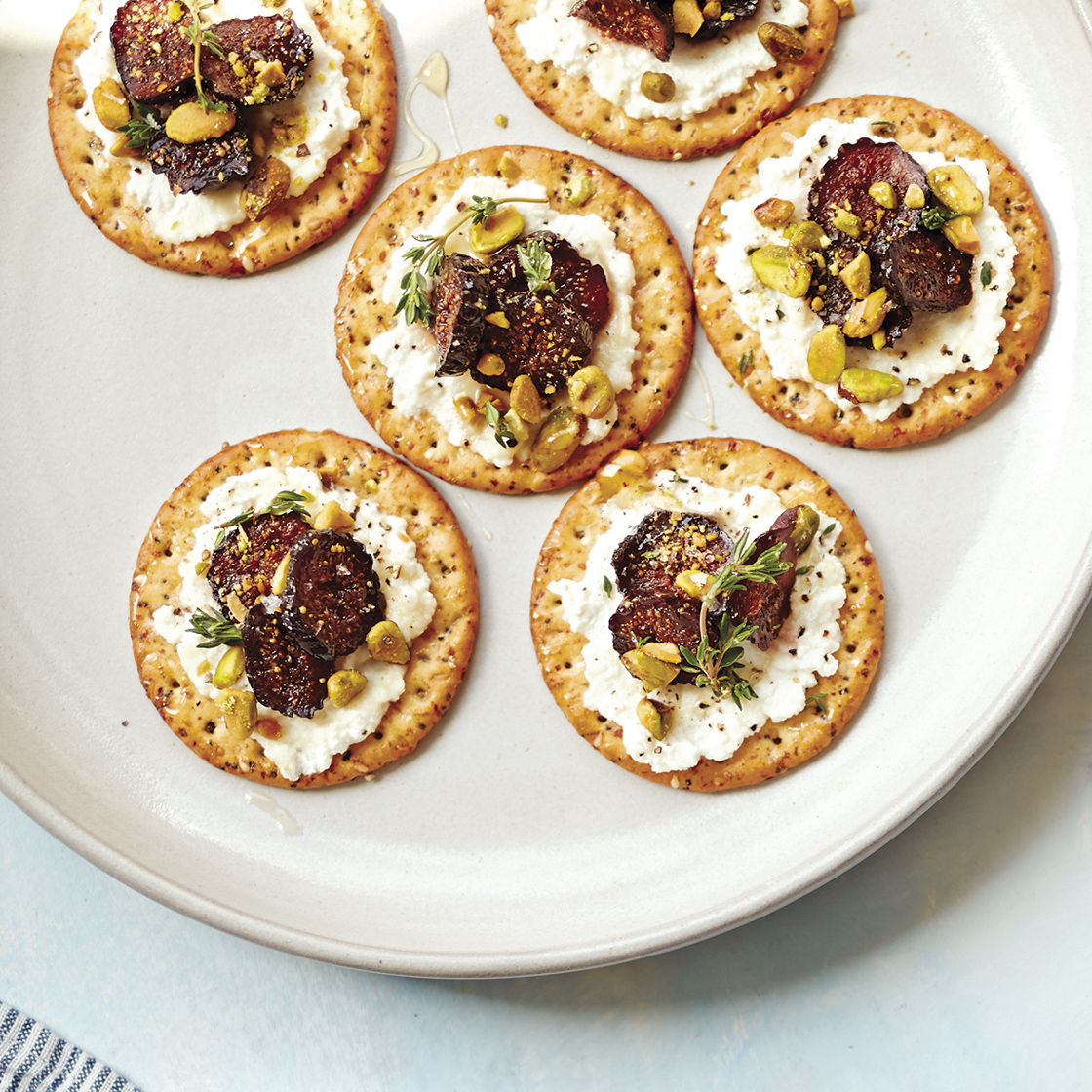 Pickled Fig, Pistachio & Ricotta Canapés